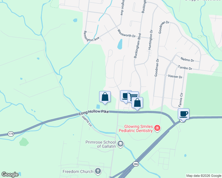 map of restaurants, bars, coffee shops, grocery stores, and more near 809 Sagewood Drive West in Gallatin