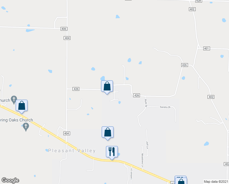 map of restaurants, bars, coffee shops, grocery stores, and more near Redbud Street in Berryville