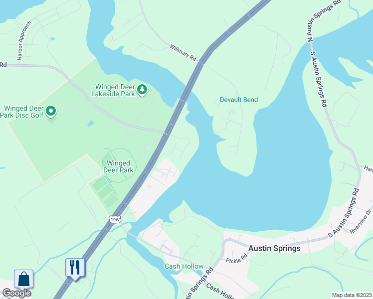 map of restaurants, bars, coffee shops, grocery stores, and more near 14 Palisades Pointe in Johnson City