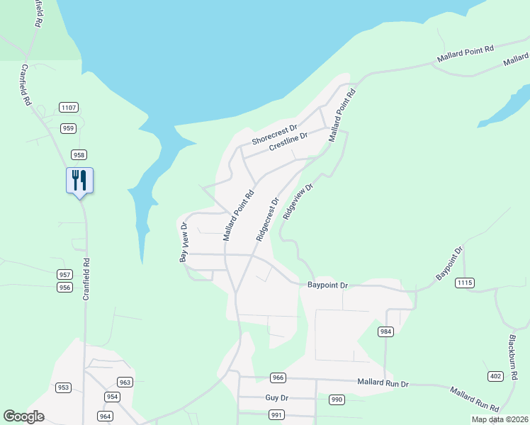 map of restaurants, bars, coffee shops, grocery stores, and more near 311 Ridgecrest Drive in Mountain Home