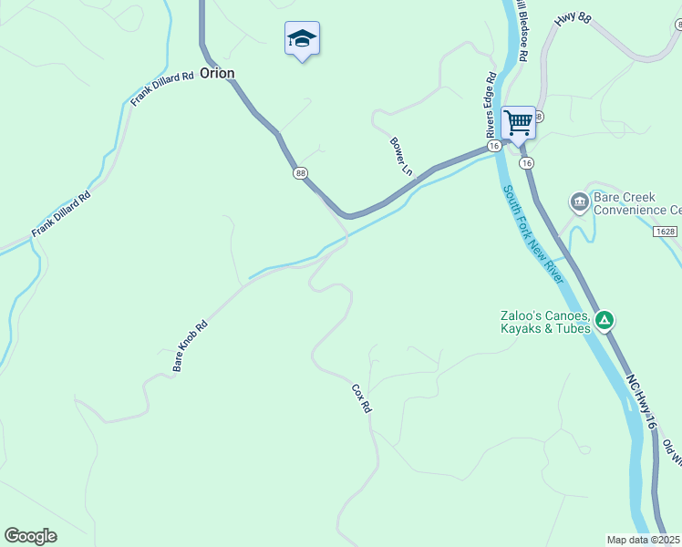 map of restaurants, bars, coffee shops, grocery stores, and more near 579 Cox Road in Jefferson