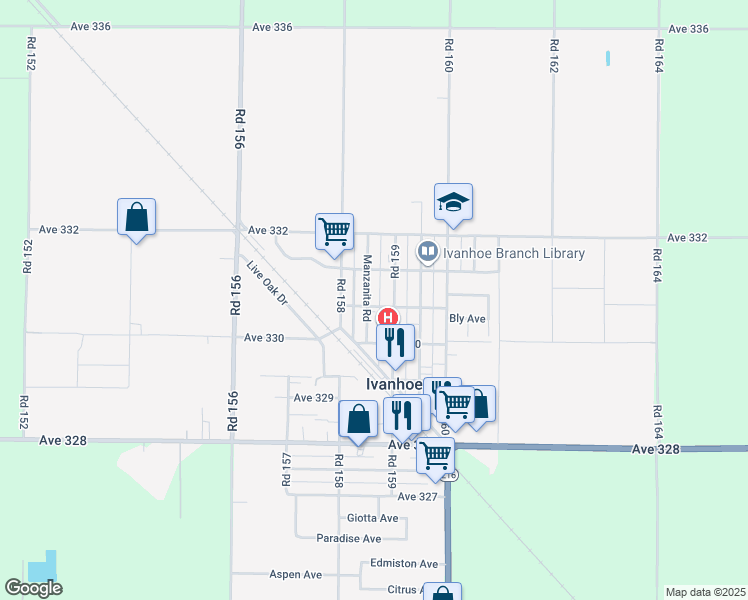map of restaurants, bars, coffee shops, grocery stores, and more near 15844 Azalea Avenue in Ivanhoe