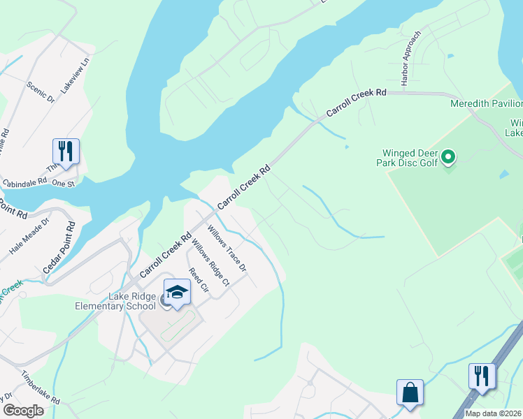 map of restaurants, bars, coffee shops, grocery stores, and more near 1453 Conestoga Pass in Johnson City