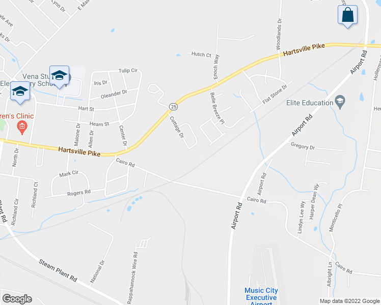 map of restaurants, bars, coffee shops, grocery stores, and more near 574 Rose Cottage Circle in Gallatin