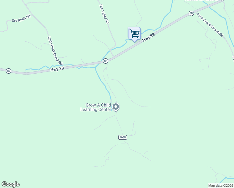 map of restaurants, bars, coffee shops, grocery stores, and more near 455 Gaither Poe Road in Ashe