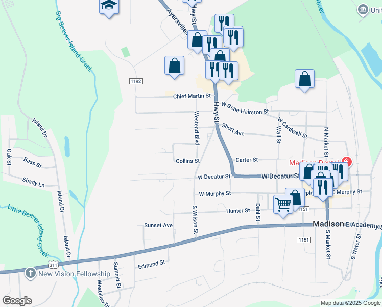 map of restaurants, bars, coffee shops, grocery stores, and more near in Madison