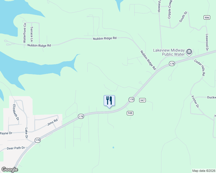 map of restaurants, bars, coffee shops, grocery stores, and more near 171 Helton Road in Lakeview