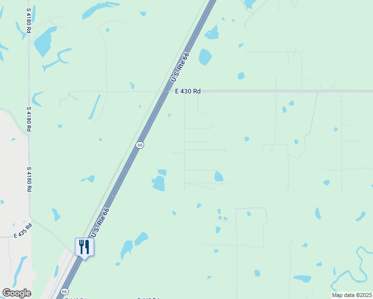 map of restaurants, bars, coffee shops, grocery stores, and more near 15320 South 4187 Road in Claremore