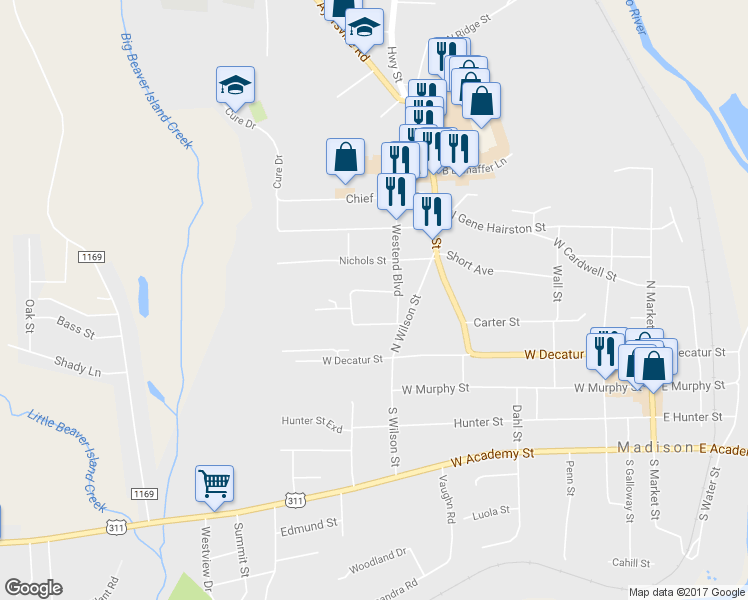map of restaurants, bars, coffee shops, grocery stores, and more near 605 Cobb Street in Madison
