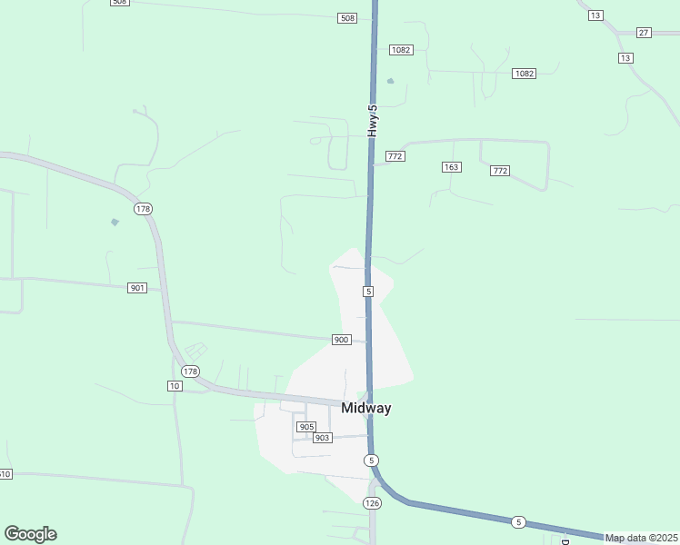 map of restaurants, bars, coffee shops, grocery stores, and more near 6736 County Road 5 in Midway