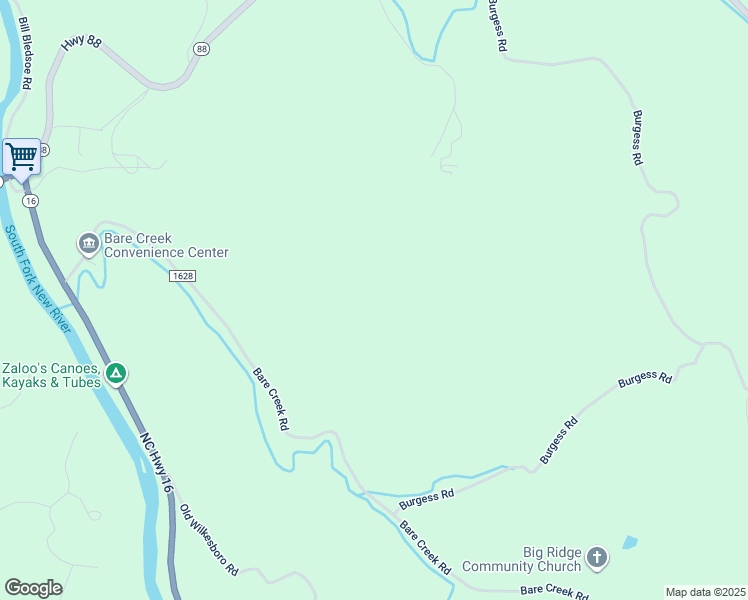 map of restaurants, bars, coffee shops, grocery stores, and more near 1131 Bare Creek Road in Jefferson