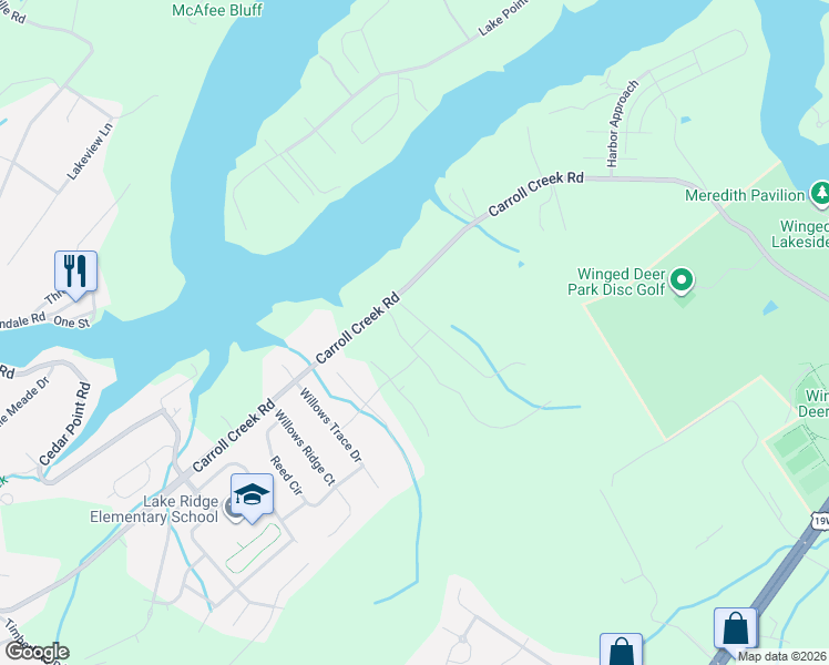 map of restaurants, bars, coffee shops, grocery stores, and more near 47 Carroll Creek Road in Johnson City