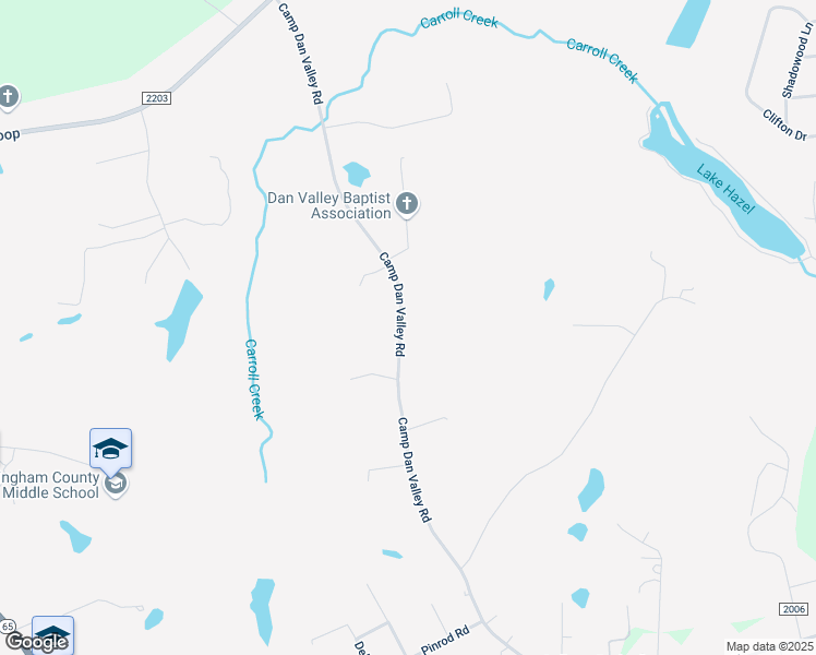 map of restaurants, bars, coffee shops, grocery stores, and more near 521 Camp Dan Valley Road in Reidsville