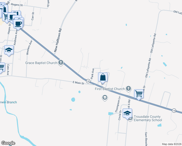 map of restaurants, bars, coffee shops, grocery stores, and more near 716 Park Avenue in Hartsville