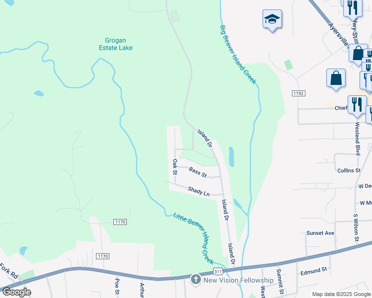 map of restaurants, bars, coffee shops, grocery stores, and more near 412 Oak Street in Madison