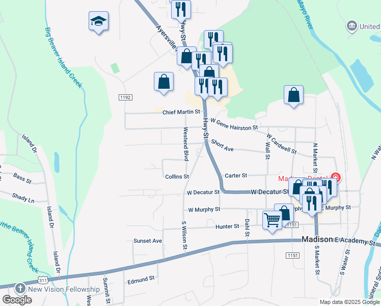 map of restaurants, bars, coffee shops, grocery stores, and more near South Wilson Street in Madison