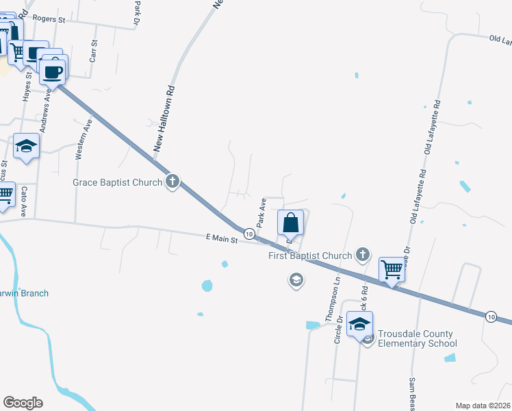map of restaurants, bars, coffee shops, grocery stores, and more near 716 Park Avenue in Hartsville