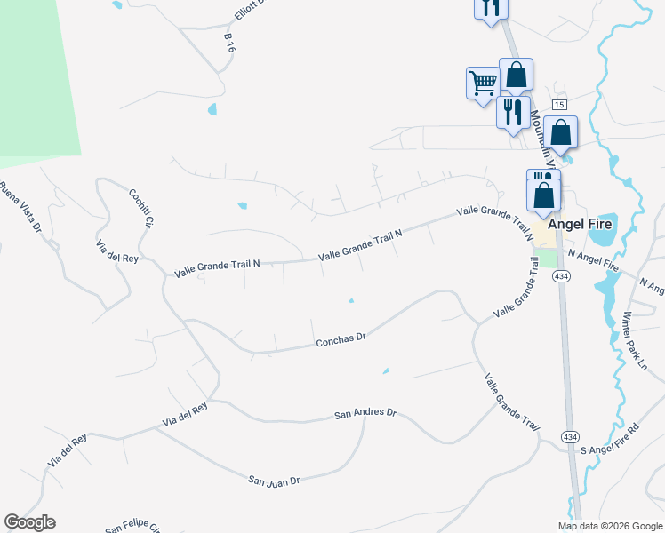 map of restaurants, bars, coffee shops, grocery stores, and more near 34 Valle Grande Trail North in Angel Fire