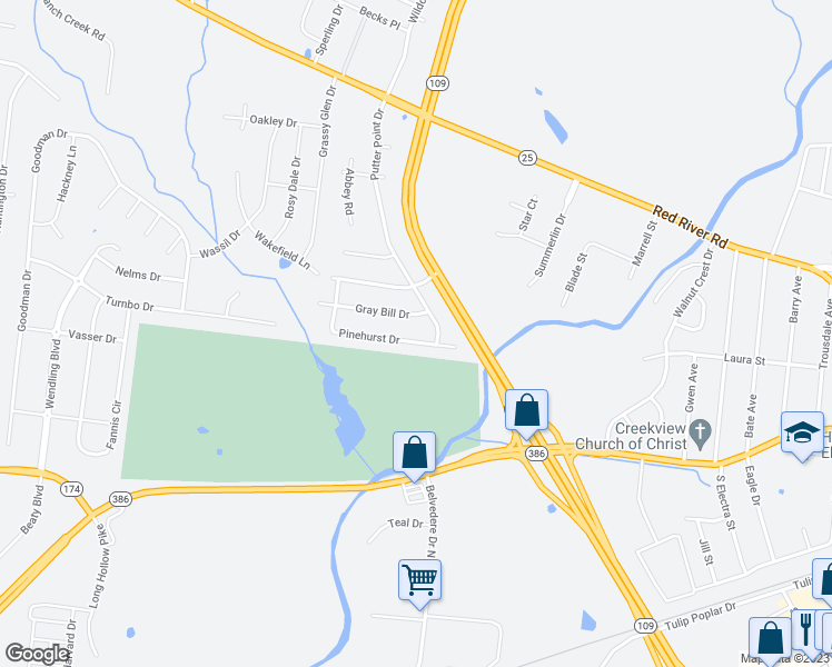 map of restaurants, bars, coffee shops, grocery stores, and more near 1084 Pinehurst Drive in Gallatin