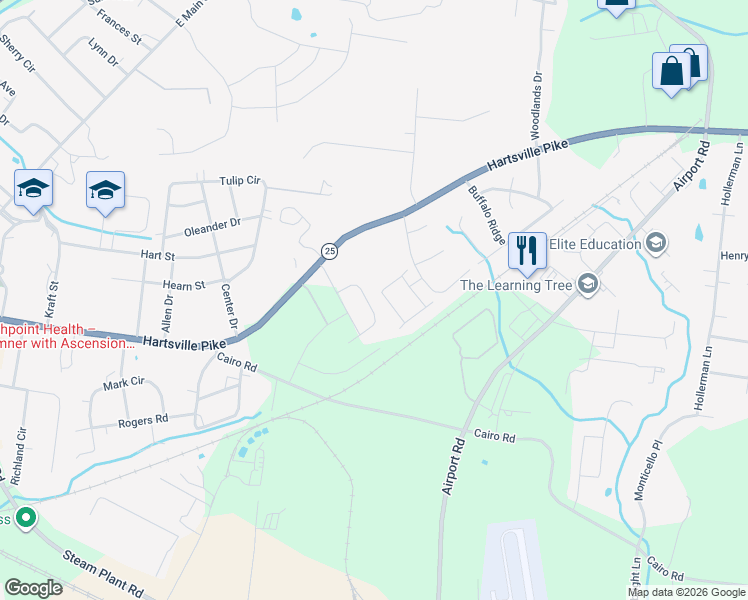 map of restaurants, bars, coffee shops, grocery stores, and more near 546 Rose Cottage Circle in Gallatin