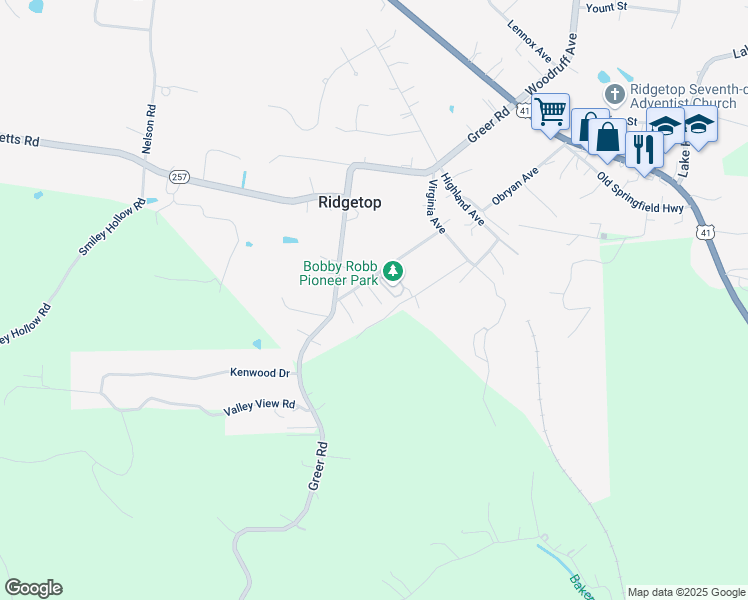 map of restaurants, bars, coffee shops, grocery stores, and more near 687 Cobb Street in Goodlettsville