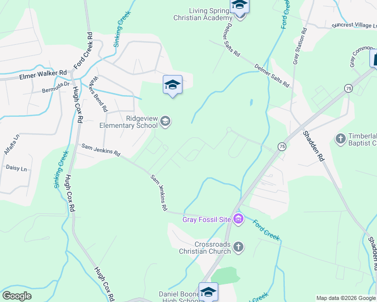 map of restaurants, bars, coffee shops, grocery stores, and more near 252 Sam Jenkins Road in Gray