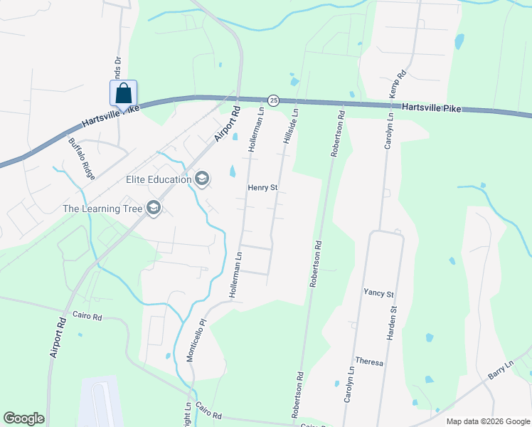 map of restaurants, bars, coffee shops, grocery stores, and more near 552 Hillside Lane in Gallatin