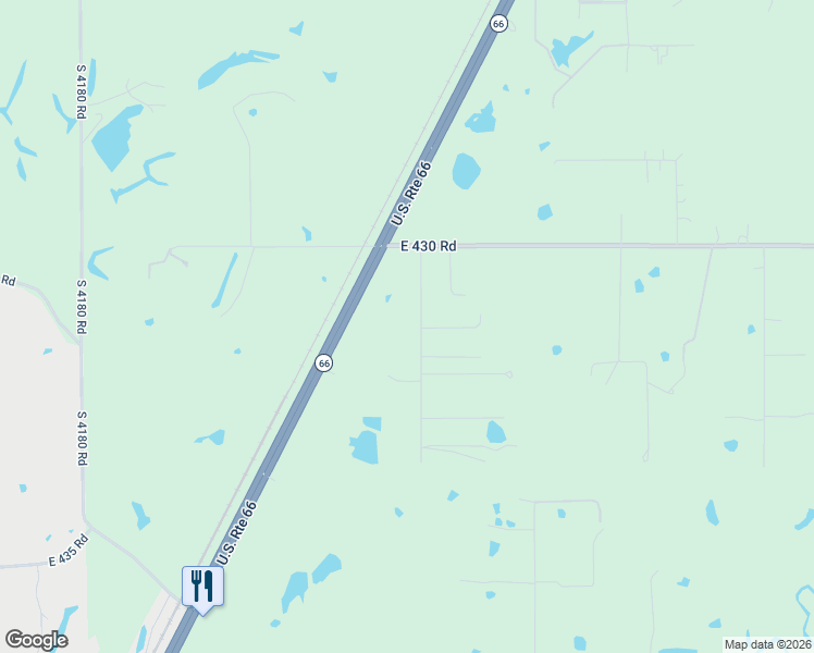 map of restaurants, bars, coffee shops, grocery stores, and more near 15180 South 4187 Road in Claremore