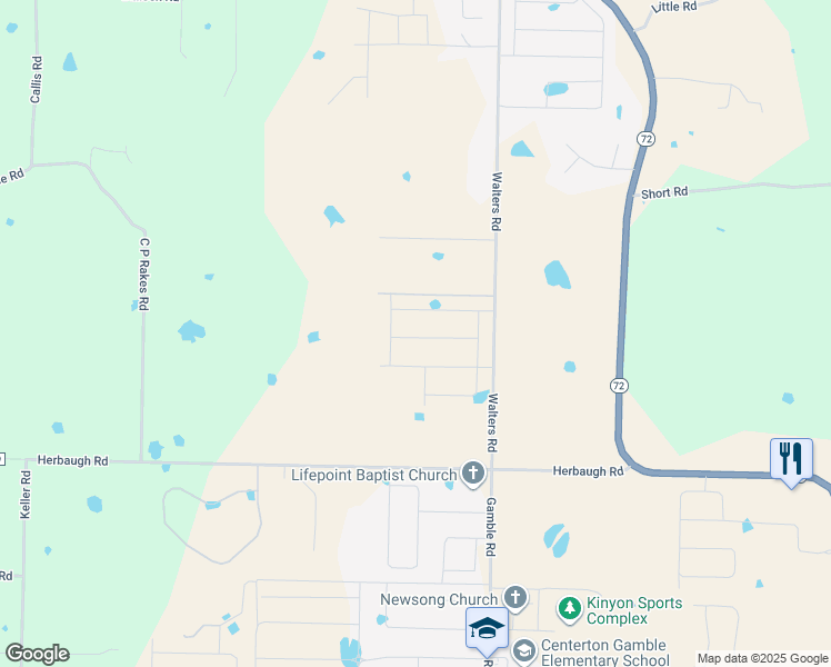 map of restaurants, bars, coffee shops, grocery stores, and more near 11505 Walters Road in Bentonville