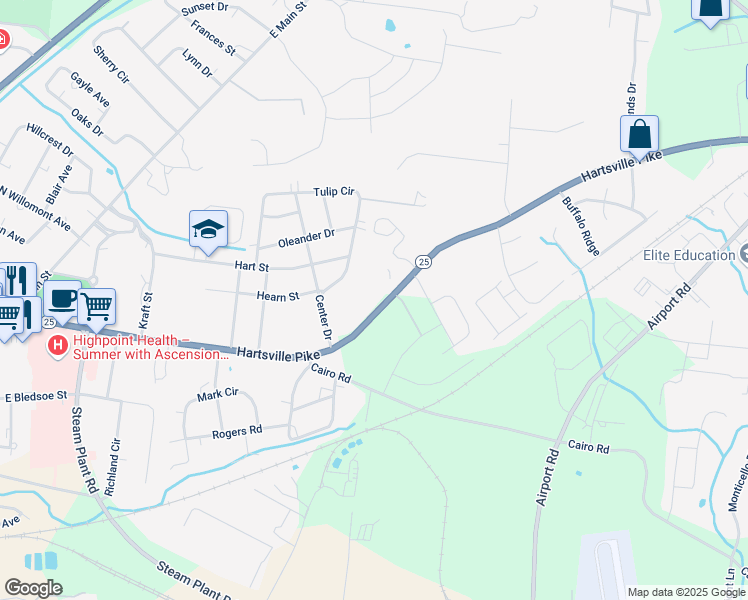 map of restaurants, bars, coffee shops, grocery stores, and more near 1030 Hartsville Pike in Gallatin