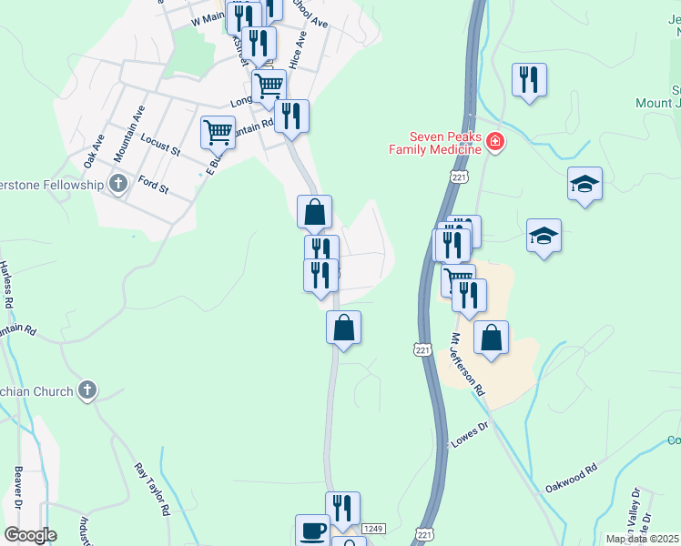 map of restaurants, bars, coffee shops, grocery stores, and more near 921 S Jefferson Ave in West Jefferson
