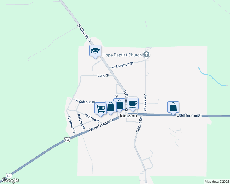 map of restaurants, bars, coffee shops, grocery stores, and more near 301 Buxton Avenue in Jackson