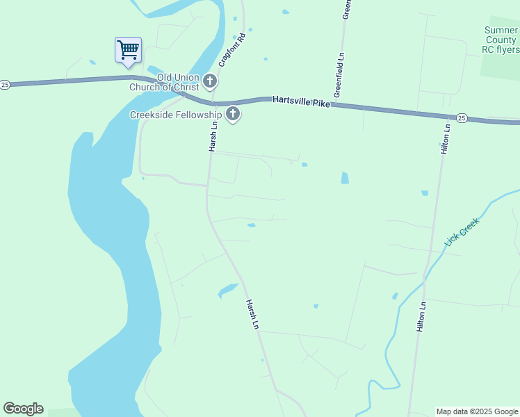 map of restaurants, bars, coffee shops, grocery stores, and more near 139B Harsh Lane in Castalian Springs