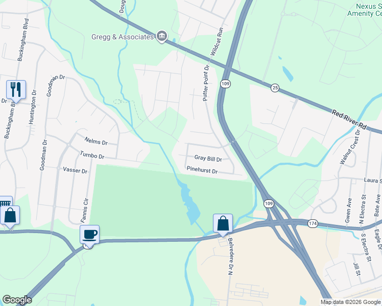 map of restaurants, bars, coffee shops, grocery stores, and more near 1117 Wedgewood Drive in Gallatin