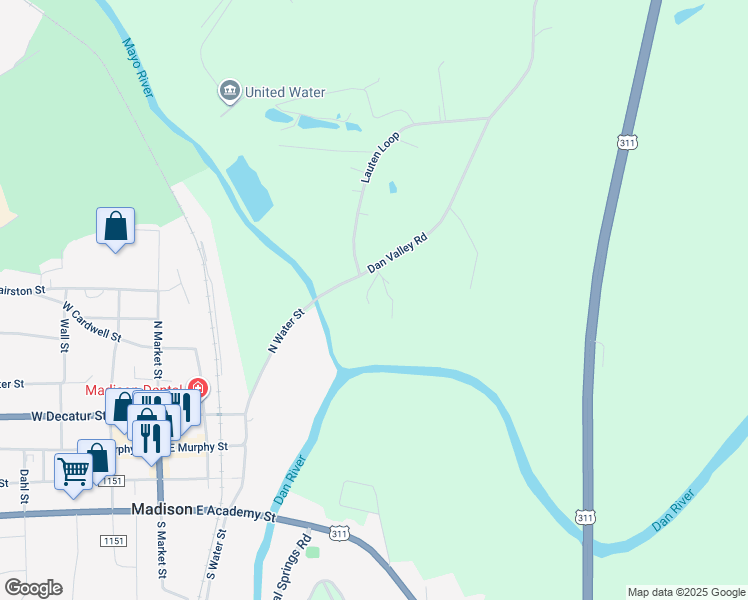 map of restaurants, bars, coffee shops, grocery stores, and more near 991 Dan Valley Road in Madison