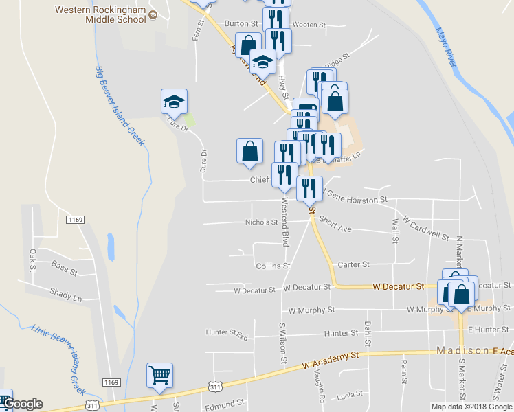 map of restaurants, bars, coffee shops, grocery stores, and more near 611 Idol Street in Madison