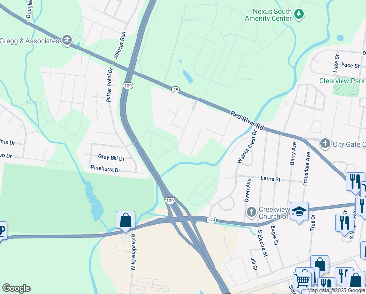 map of restaurants, bars, coffee shops, grocery stores, and more near 157 Summerlin Dr in Gallatin