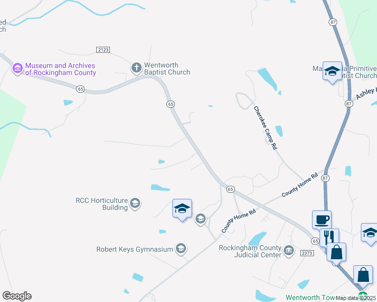 map of restaurants, bars, coffee shops, grocery stores, and more near 528 North Carolina 65 in Reidsville