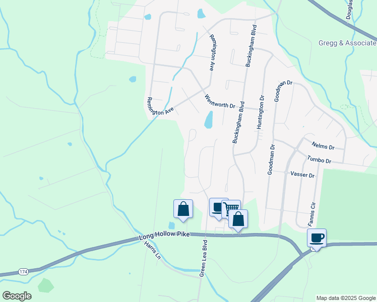 map of restaurants, bars, coffee shops, grocery stores, and more near 206 Saxony Way in Gallatin