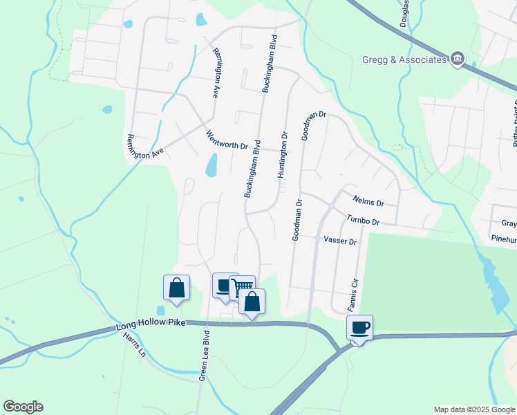 map of restaurants, bars, coffee shops, grocery stores, and more near 226 Huntington Drive in Gallatin
