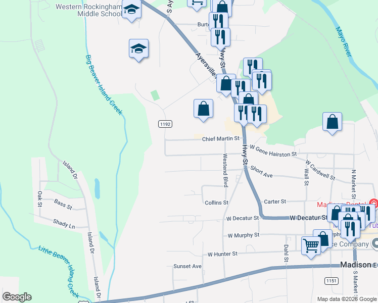 map of restaurants, bars, coffee shops, grocery stores, and more near 706 Idol Street in Madison