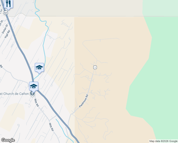 map of restaurants, bars, coffee shops, grocery stores, and more near Forest Road 1 in Taos