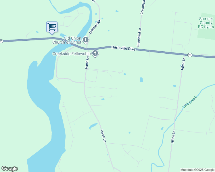 map of restaurants, bars, coffee shops, grocery stores, and more near 139B Harsh Lane in Castalian Springs