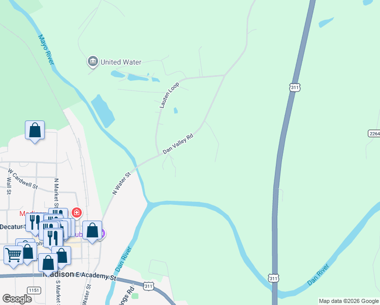 map of restaurants, bars, coffee shops, grocery stores, and more near 965 Dan Valley Road in Madison