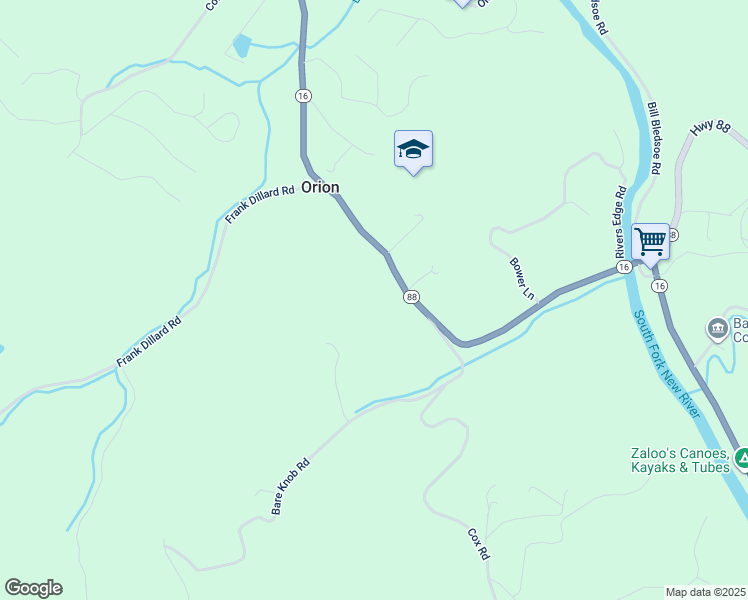 map of restaurants, bars, coffee shops, grocery stores, and more near 2566 North Carolina 16 in Jefferson