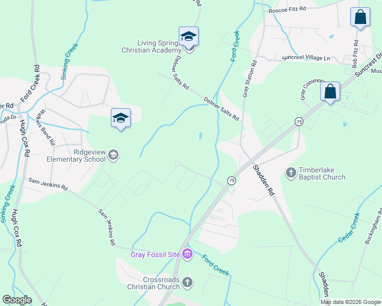 map of restaurants, bars, coffee shops, grocery stores, and more near 199 James Kebbler Lane in Johnson City