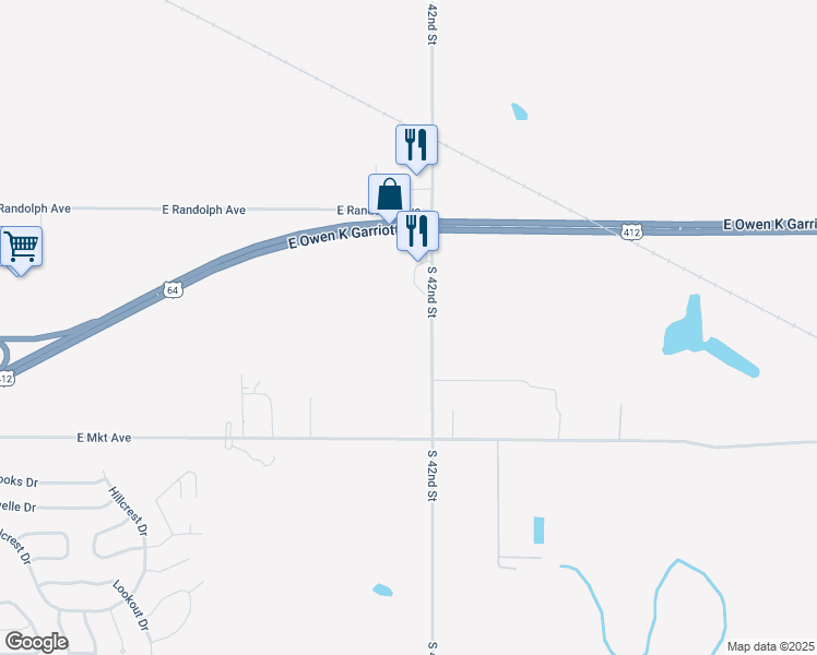 map of restaurants, bars, coffee shops, grocery stores, and more near 218 South 42nd Street in Enid