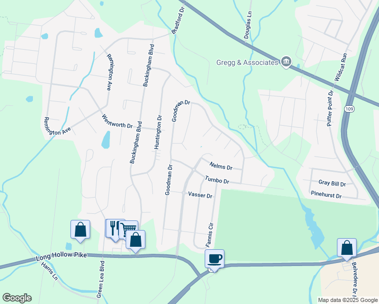 map of restaurants, bars, coffee shops, grocery stores, and more near 113 Rotondi Court in Gallatin