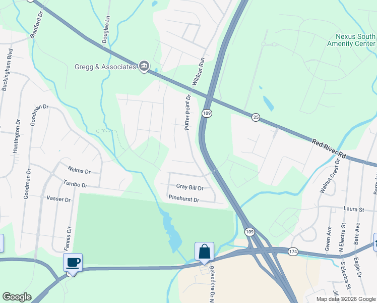 map of restaurants, bars, coffee shops, grocery stores, and more near 173 Putter Point Drive in Gallatin