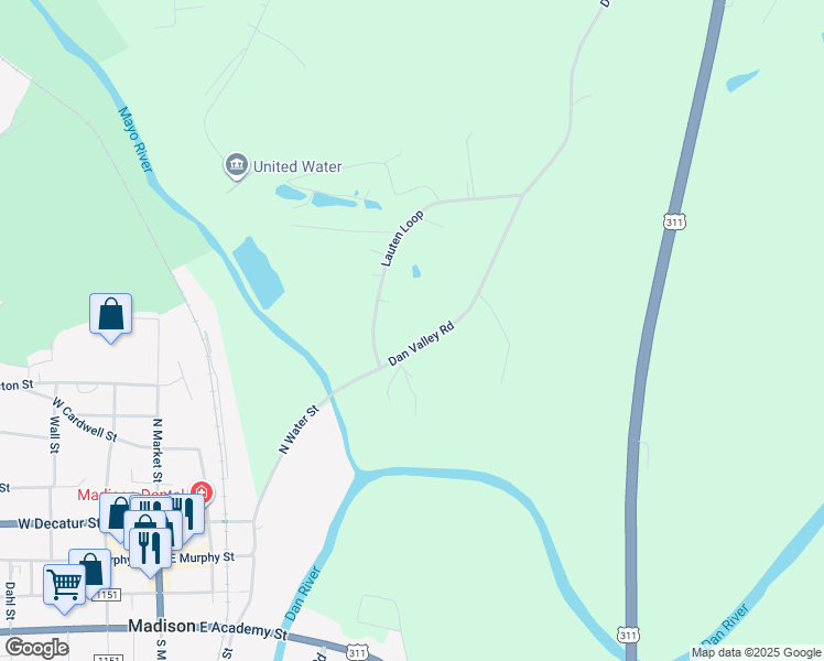 map of restaurants, bars, coffee shops, grocery stores, and more near 954 Dan Valley Road in Madison